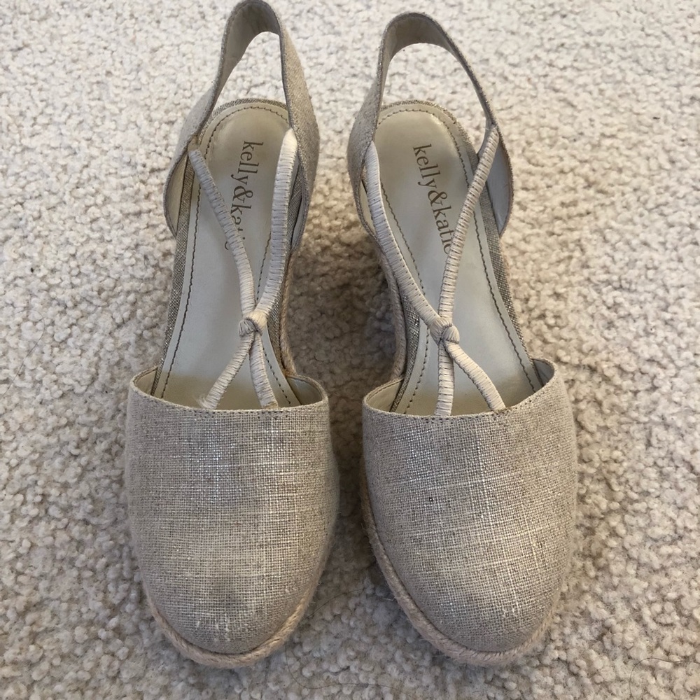 Tan wedges with gold reflects